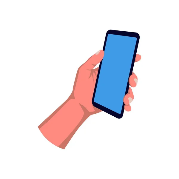 stock vector Hands holding smartphones. hand hold a phone illustration