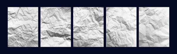 Zestaw Biały Pognieciony Papier Nakładania Tekstury Plakatu Pogniecione Papiery Tle — Zdjęcie stockowe