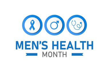 Men's Health Month Design with blue awareness ribbon concept clipart