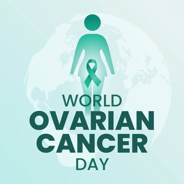 Conception Journée Mondiale Cancer Ovaire Avec Illustration Ruban Teal Sensibilisation — Image vectorielle