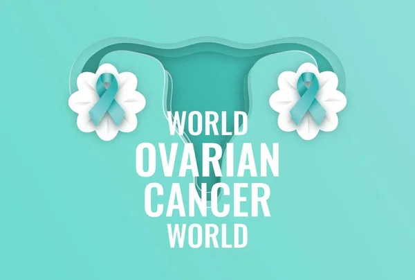 世界卵巢癌日设计与Teal彩带插图 妇女生殖意识 — 图库矢量图片