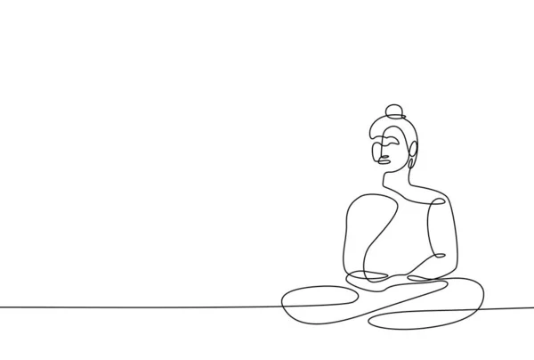 Meditação Budista Pose Linha Arte Ilustração Buda Vesak Day — Vetor de Stock