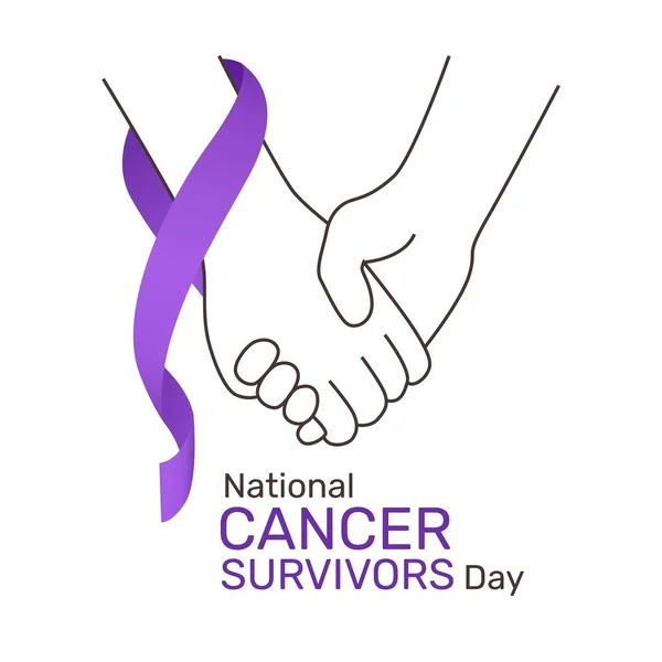 Εθνική Ημέρα Επιζώντων Του Καρκίνου Σχεδιασμός Και Μωβ Κορδέλα Ενημέρωσης — Διανυσματικό Αρχείο