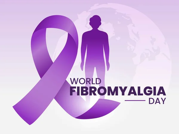 World Fybromyalgia Day Ontwerp Met Mensen Paars Lint — Stockvector
