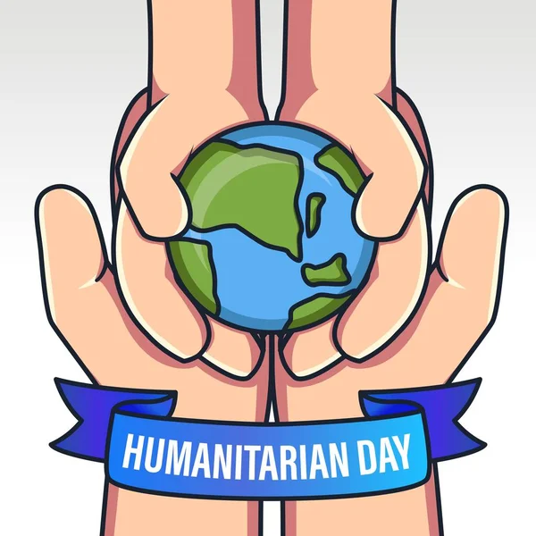 Concept Journée Mondiale Aide Humanitaire Main Tenir Illustration Boule Terre — Image vectorielle