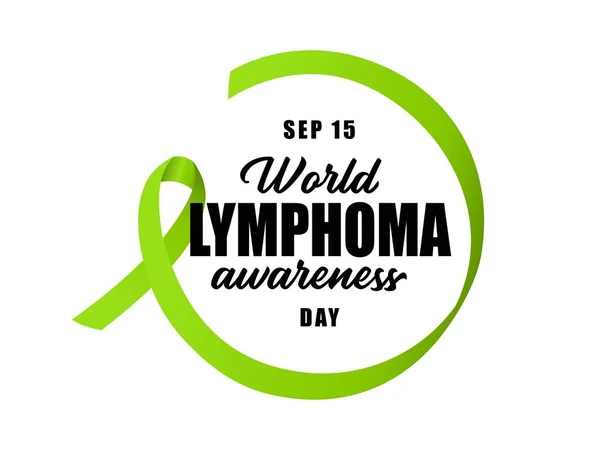 Wereld Lymfoom Dag Ontwerp Limoen Groene Lint Illustratie Voor Lymfoom — Stockvector