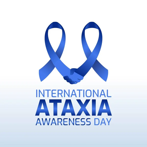 Uluslararası Ataksi Farkındalık Günü Tasarımı Parlak Mavi Kurdeleli Dünya Ataksi — Stok Vektör