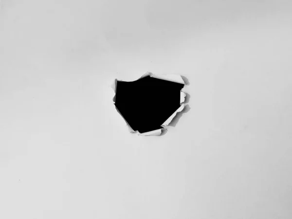 Paper Frame Ripped Holes Black Hole White Paper Copy Space — Stock Photo, Image