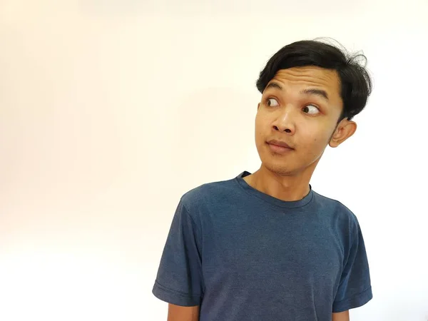 Shocked Surprised Face Asian Man Isolated White Background — Stock Photo, Image
