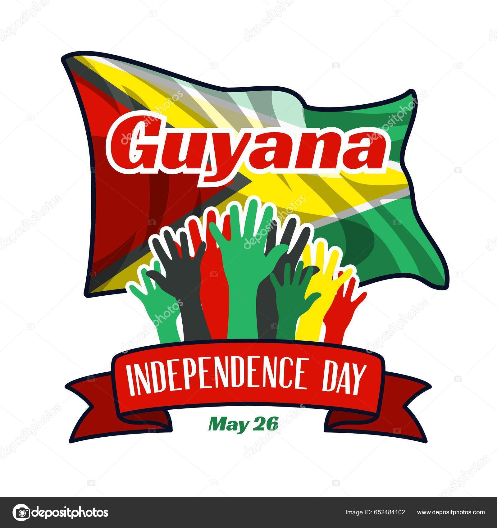 Image vectorielle Carte Vœux Jour L'indépendance Guyana Bannière  Illustration Vectorielle Carrée Fête par ©lucky_xtian - 652484102, image size:1600x1700