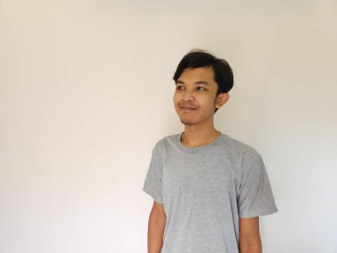 Warm smile face of kind asian man isolated white background. Happiness concept