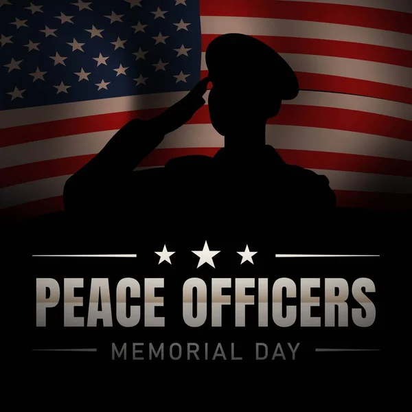 Memorial Day Design Fredsofficerare Med Usa Armé Soldat Flagga Bakgrund — Stock vektor