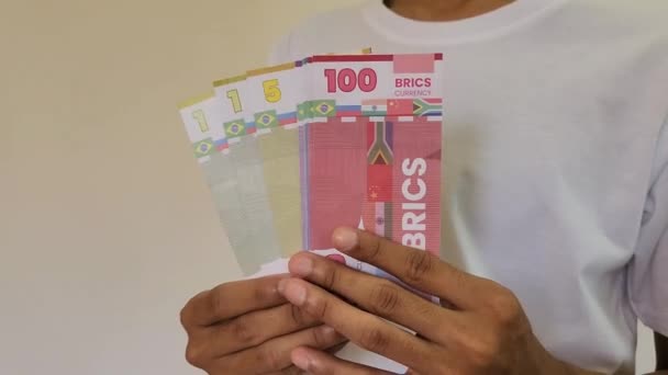 Una Ilustración Moneda Brics Que Podría Sacudir Dominio Del Dólar — Vídeo de stock