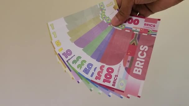 Una Ilustración Moneda Brics Que Podría Sacudir Dominio Del Dólar — Vídeos de Stock