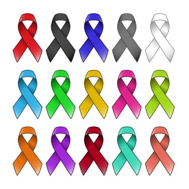 Gerçekçi farkındalık kurdelesi farklı renkte ayarlandı