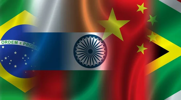 Brics Flags Five Countries Which Member States Brics Association — Stock Photo, Image