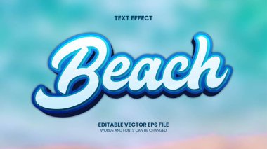 Su metni efekti düzenlenebilir mavi ve sıvı plaj metin biçimi