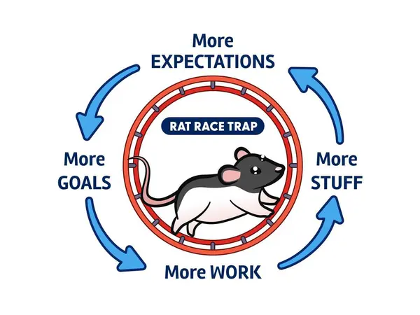 Koncepcja Biznesowa Pułapką Szczury Kole Chomika Ilustracja Motywacyjna — Wektor stockowy