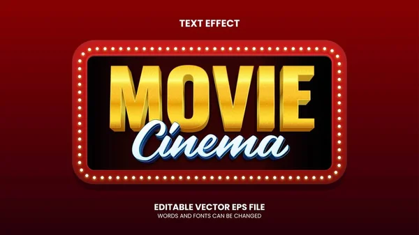 映画シネマテキスト効果 3D光沢のある黄色と赤のポスターテキストタイトル — ストックベクタ