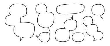 Kabarcık konuşma şekli çizilmiş çizgi. Manga çizgi romanı için sohbet kutusu koleksiyonu