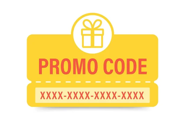 Promo Code Banner Gift Box Vector Flat Illustration Concept Sale — Stock Vector