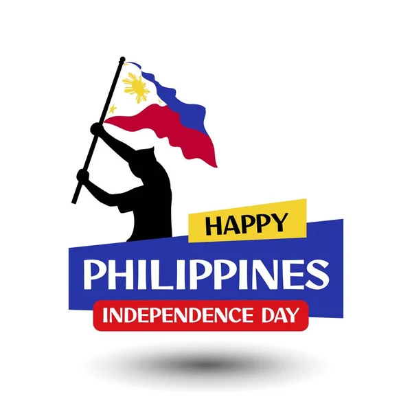 Filipinler Bağımsızlık Günü Tasarımı Elinde Bayrak Tutan Insanlar Var Filipinler — Stok Vektör