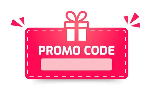 Promo Code Banner Gift Box Vector Flat Illustration Concept Sale — Stock Vector