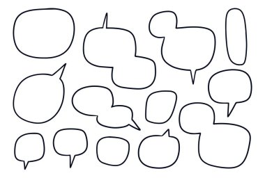 Kabarcık konuşma şekli çizilmiş çizgi. Manga çizgi romanı için sohbet kutusu koleksiyonu