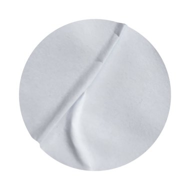 Beyaz arkaplanda kırpma yolu ile izole edilmiş boş beyaz yuvarlak kağıt etiketi