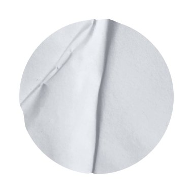 Beyaz arkaplanda kırpma yolu ile izole edilmiş boş beyaz yuvarlak kağıt etiketi