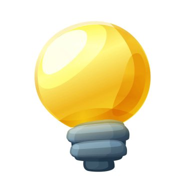 Sarı Ampul Çizgi Film Vektör İllüstrasyonu