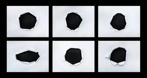 Beyaz Kağıt Seti Deki Karanlık Deliklerin Kapanışı — Stok fotoğraf