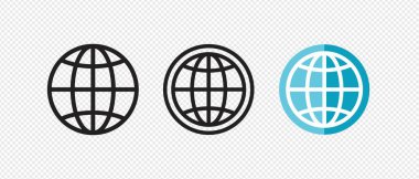 Şeffaf arkaplanda vektör dünya simgesi simgesi