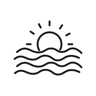 Sahilde gün batımı olan bir tatil simgesi