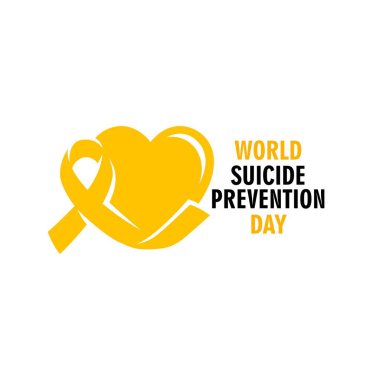 Dünya İntihar Önleme Günü (10 Eylül) konsepti ve farkındalık kurdelesi. Web ve yazdırma için renkli vektör illüstrasyonu.