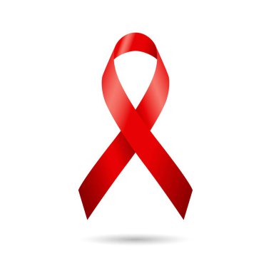 AIDS farkındalığı. Kırmızı kurdele 3D tasarım vektör illüstrasyonu