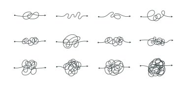 Başlangıçtan bitişe kadar karmaşık ve kolay yol vektör illüstrasyon kümesi 02
