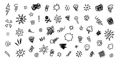 Doodle skeç Scribble simgeleri karikatür el çizim çizim çizim çizim vektör ögesi