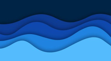 Mavi deniz dalgası kağıt kesim tarzı arka plan. vektör tasarımı 02