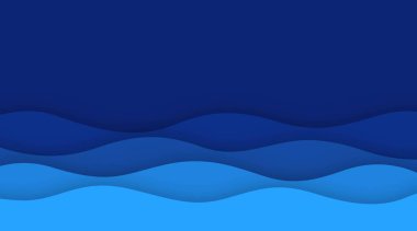 mavi dalga deniz kağıt kesim tarzı arkaplan tasarımı 02