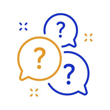 Soru baloncukları çizgi simgesi. İmza iste. Faq ve QNA sembolü 02