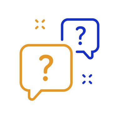 Soru baloncukları çizgi simgesi. İmza iste. Faq ve QnA sembolü