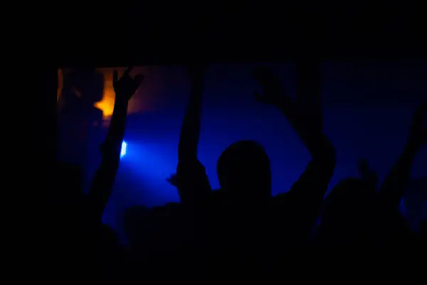 Silhouetten Van Mensen Bij Het Concert — Stockfoto