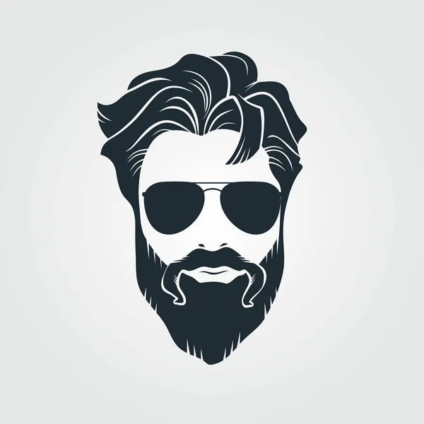 Bearded Men Sunglasses Hipster Face Icon Isolated Vector Illustration — Stock Vector