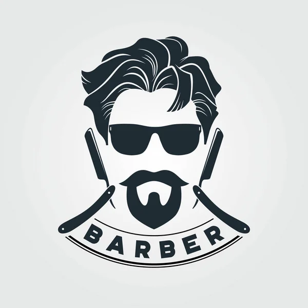 理髪店のポスター髭の男とバナーテンプレート — ストックベクタ