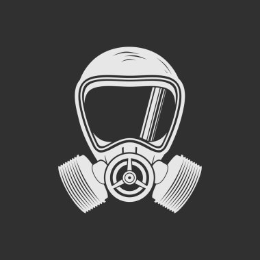 Gaz maskesi koyu bir arka planda izole edilmiş. Vektör illüstrasyonu