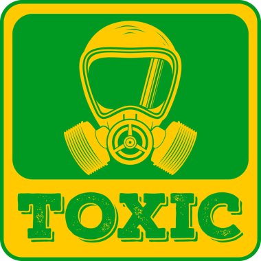 Gaz maskeli toksik işaret izole edildi. Vektör illüstrasyonu