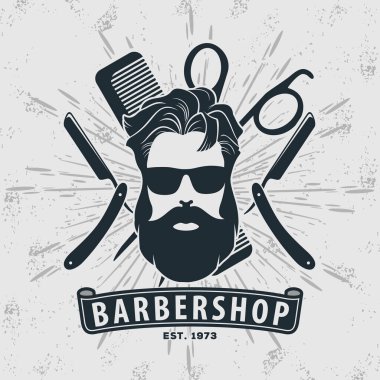 Berber dükkanı posteri, sakallı adamlarla birlikte afiş.. 