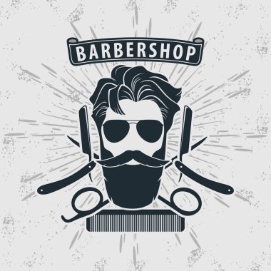 Berber dükkanı posteri, sakallı adamlarla birlikte afiş.. 