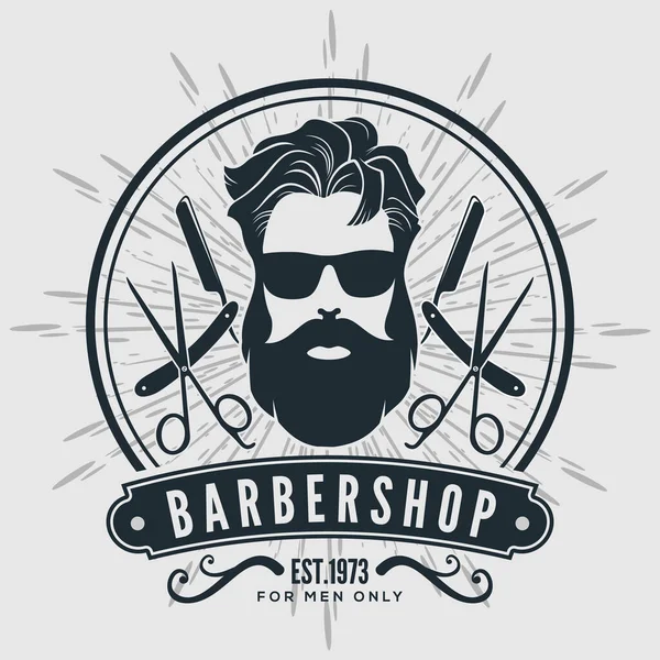 Barbershop Poster Banner Sjabloon Met Baard Mannen — Stockvector
